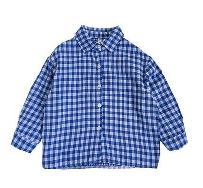 Fashion Boys Autumn Blue Plaid Shirt