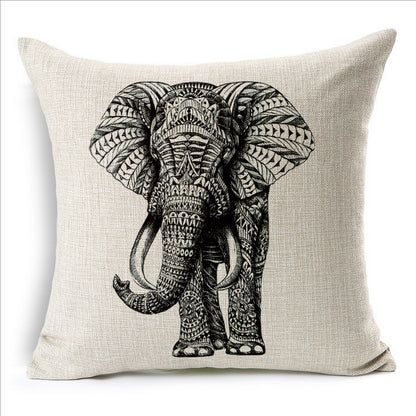 Simple Elephant Cotton Linen Pillowcase Cushion