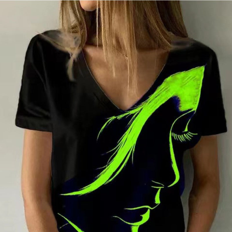 Women's Printed Pullover Short-sleeved Top