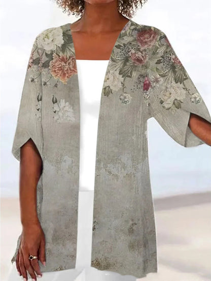 Printed Loose Top Fashion Coat