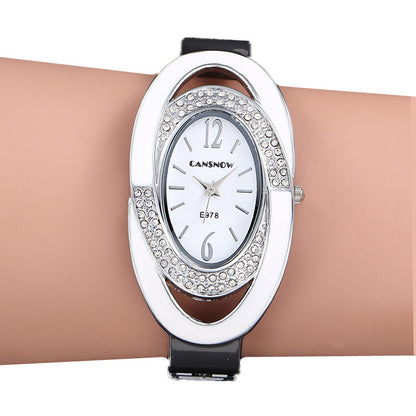 Diamond Oval Bracelet Women's Quartz Business Watch Women