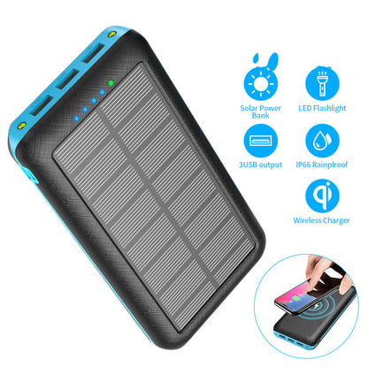 Compatible with Apple, Chargeur solaire sans fil Qi 80000mAh, pour Xiaomi, Samsung, Iphone, Portable, 3usb, pour voyage en plein air