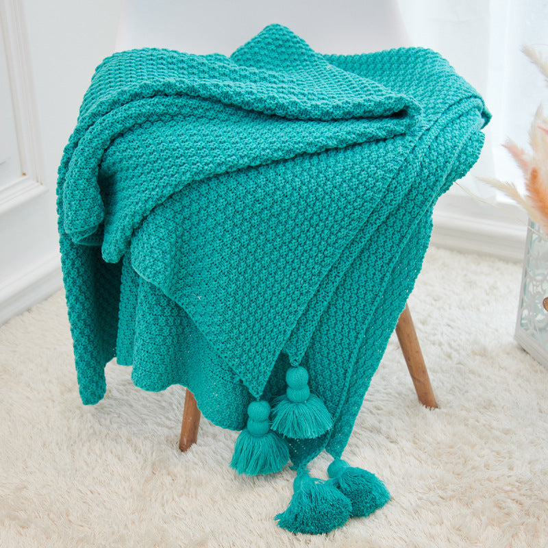Fringed Knitted Pineapple Pendant Baby Blanket
