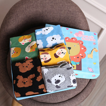 Cute Cartoon Three-dimensional Pure Cotton Mid Tube Christmas Couple Socks