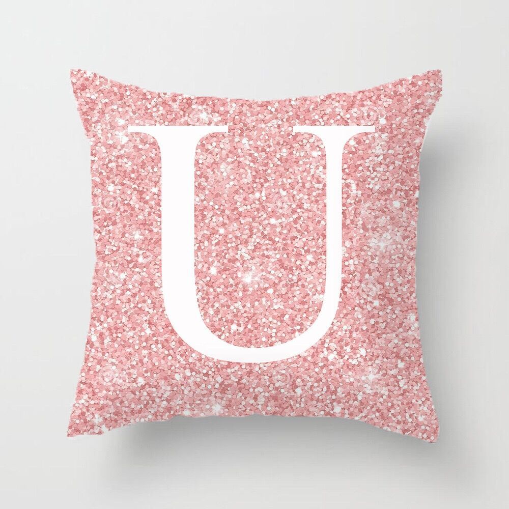 Metal Letters Peach Skin Fabric Pillow Cover Cushion Cover