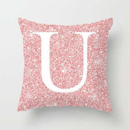 Metal Letters Peach Skin Fabric Pillow Cover Cushion Cover