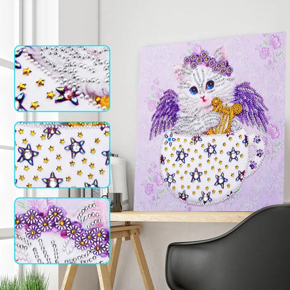 Purple Angel Kitty  Special Shape  Diamond Painting
