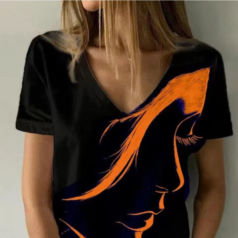 Women's Printed Pullover Short-sleeved Top