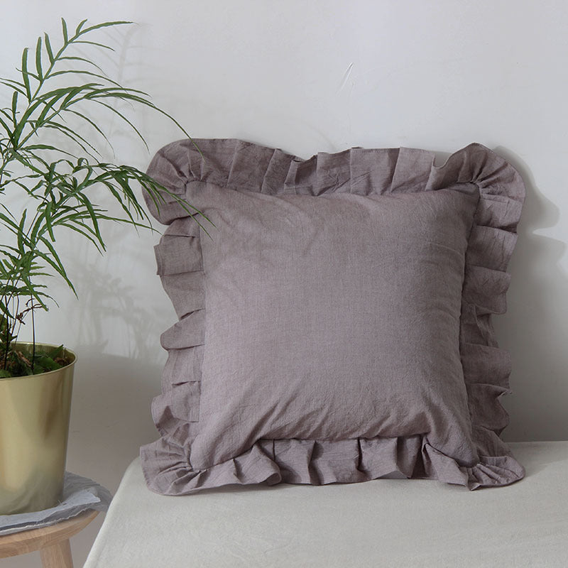 Nordic Style Lotus Leaf Simple Solid Color Pillow Cushion Square