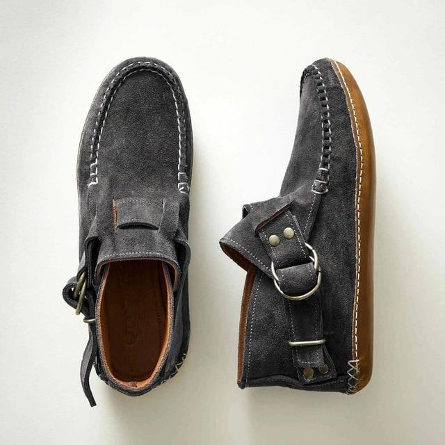 Flat High Top Martin Boots With Belt Buckle Single Shoes