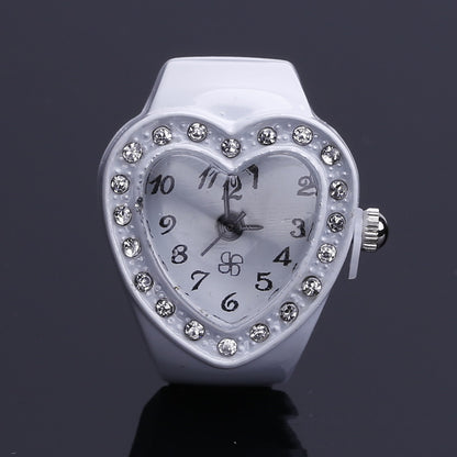 Fashion Creative Simple Elastic Heart-shaped Diamond Ring Watch