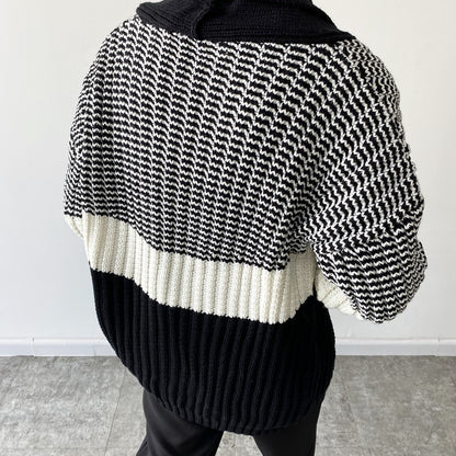 Contrast Coarse Wool Fried Dough Twists Knitting Sweater