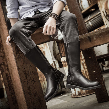 A high British boot with soft face and leather
