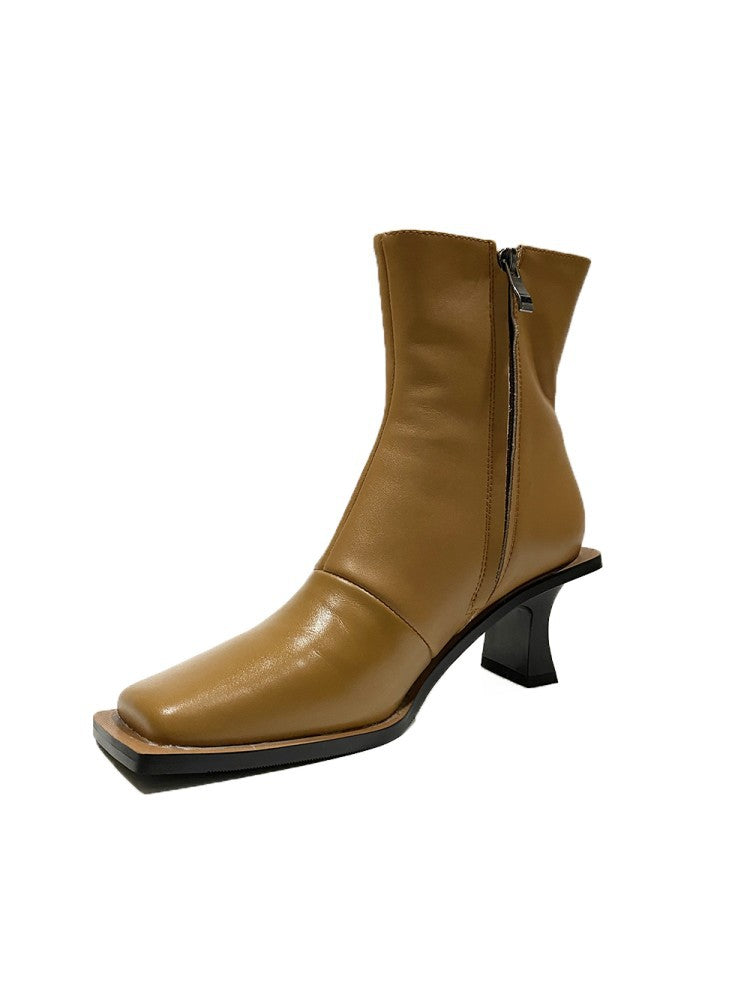 Women's retro leather short boots