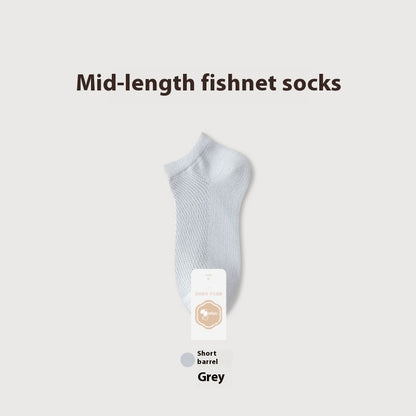 Pure Cotton Breathable Mesh Short Socks Men's Deodorant And Sweat-absorbing Summer Antibacterial