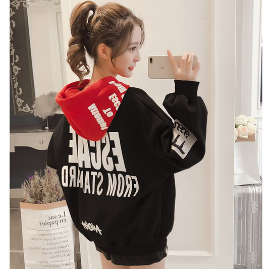 Hoodies Women   Fashion Sweatshirts Long Sleeve Hoodies Print Letter Female Tracksuits Sportswear