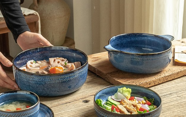 Retro Kiln Change Glaze Ceramic Soup Bowl