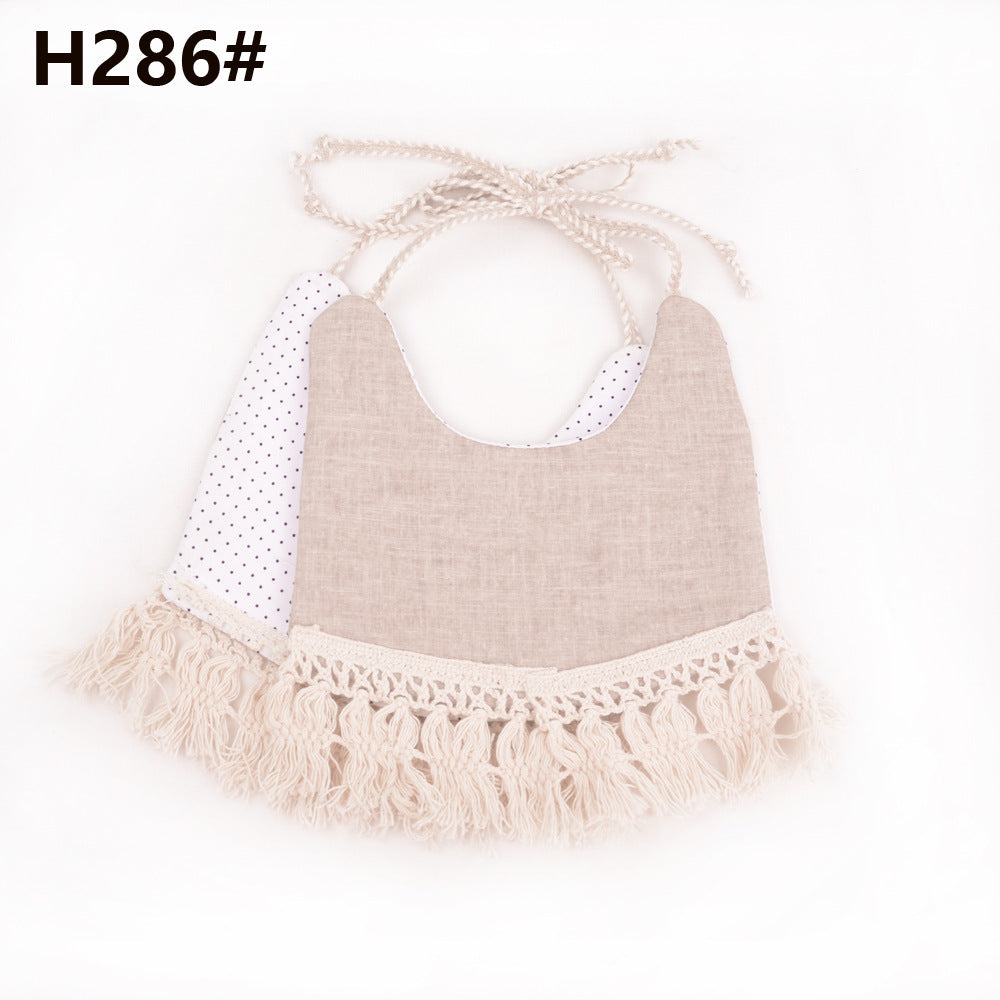 Cotton and linen two-layer saliva towel bib bib