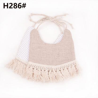 Cotton and linen two-layer saliva towel bib bib