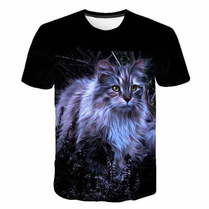 Summer Kids Korean Kitty Print Short Sleeve