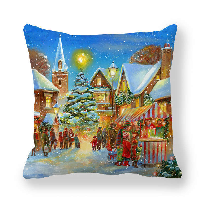 Christmas Style Encryption Peach Skin Fabric Pillow Cover