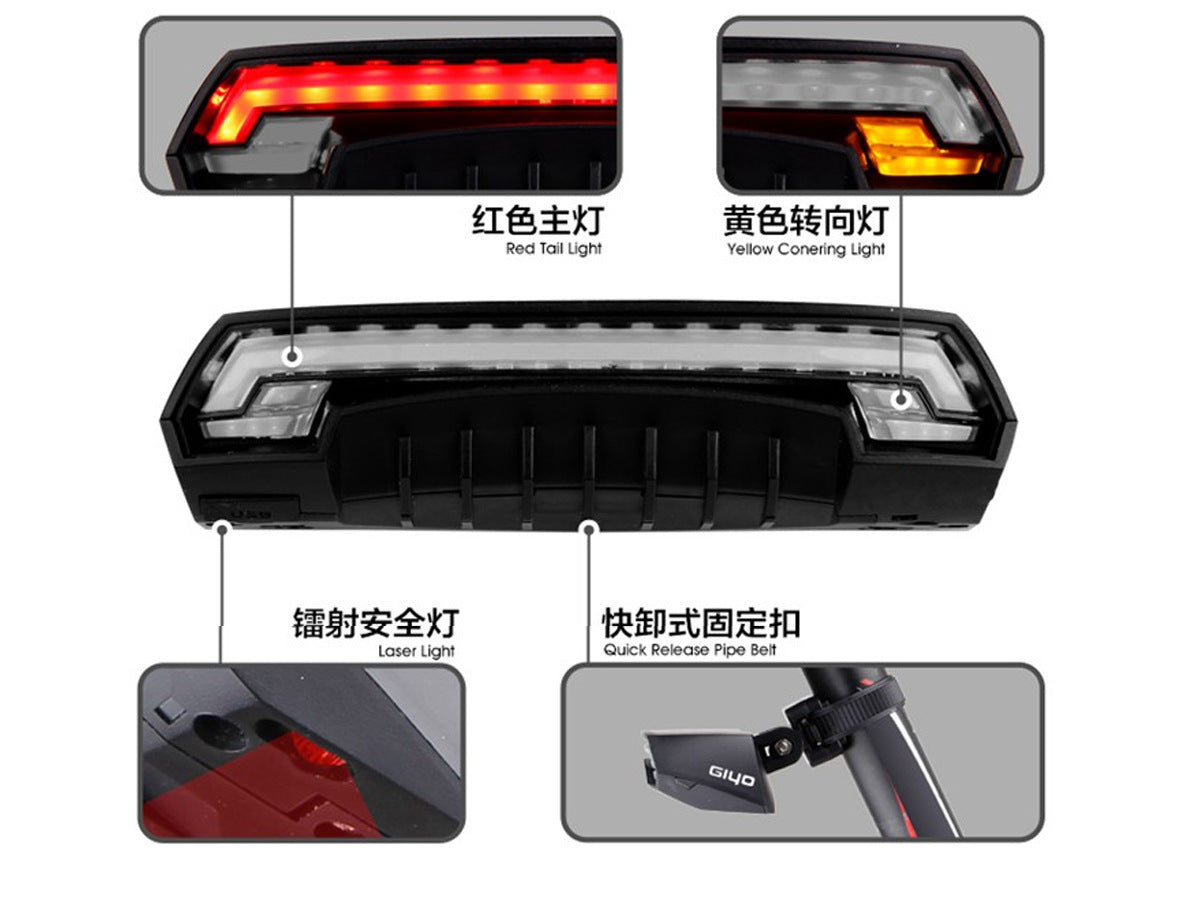 Brake light safety warning laser light bicycle tail light