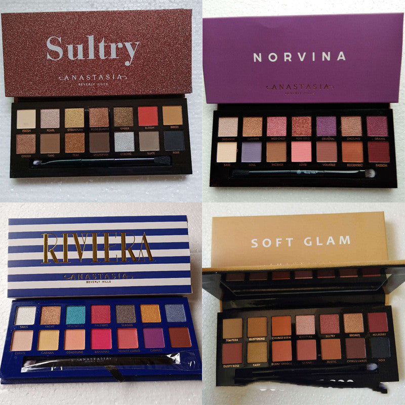 14 Color Eye Shadow Yellow Powder Purple Black Velvet  Makeup Palette