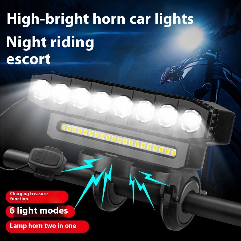 Super Bright Bicycle Light Night Riding ABS Horizontal Headlight With Horn