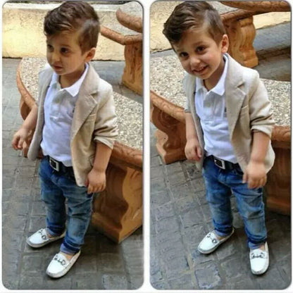 Boy's shirt and trousers belt 3-piece suit