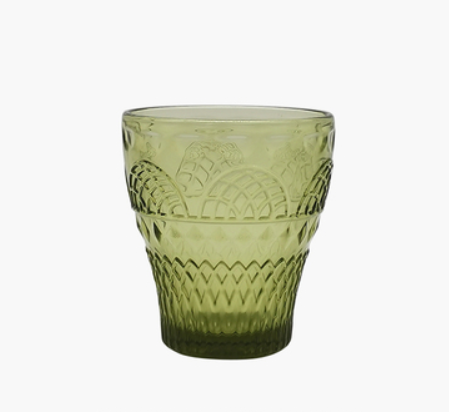 Glass Coffee Cup And Saucer Thick Heat-resistant Classical Flower Tea Cup Retro Color Ice Cream Cup