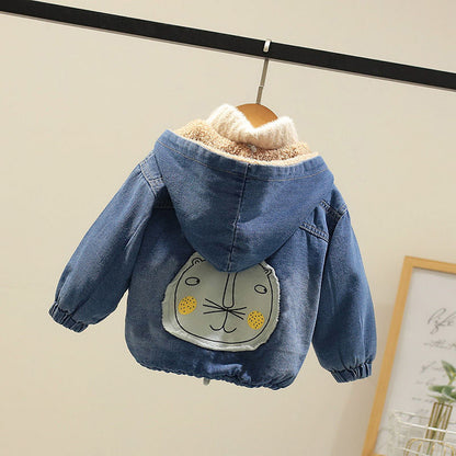 Fashion Simple Boys Thickened Casual Denim Jacket