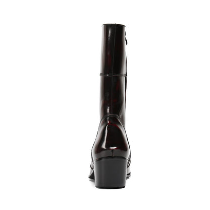 New British style Korean fashion high top boot leather