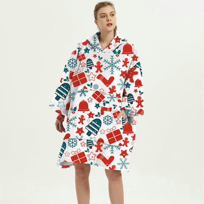 Double Layer TV Lazy Hooded Blanket Pullover New Sweater Women's Autumn And Winter Cold-Proof Warm Pajamas