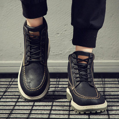 autumn new men's Martin boots trend high-top men's boots locomotive British men's shoes leather tooling boots students