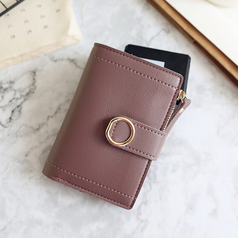 Simple small wallet with zipper buckle ring