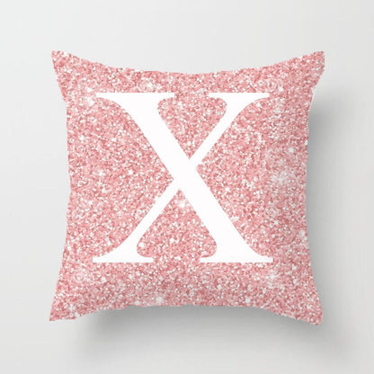 Metal Letters Peach Skin Fabric Pillow Cover Cushion Cover