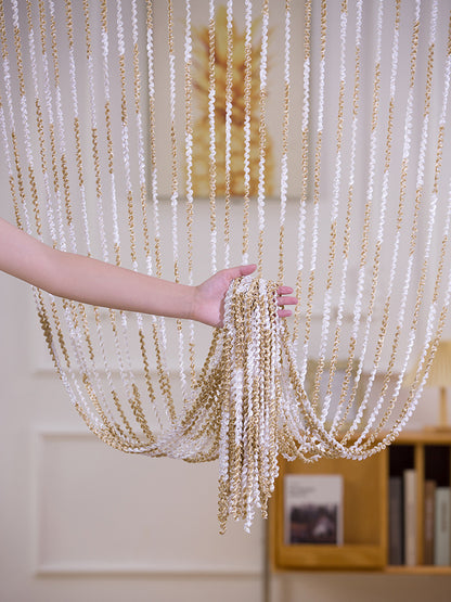 For Living Room Partition Curtain Line Pearl Door Curtain Punch-free Wedding Silver Silk Tassel Curtain