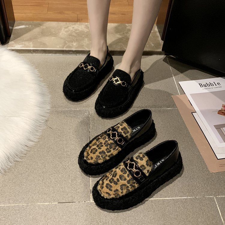Trendy women's shoes leopard print single shoes