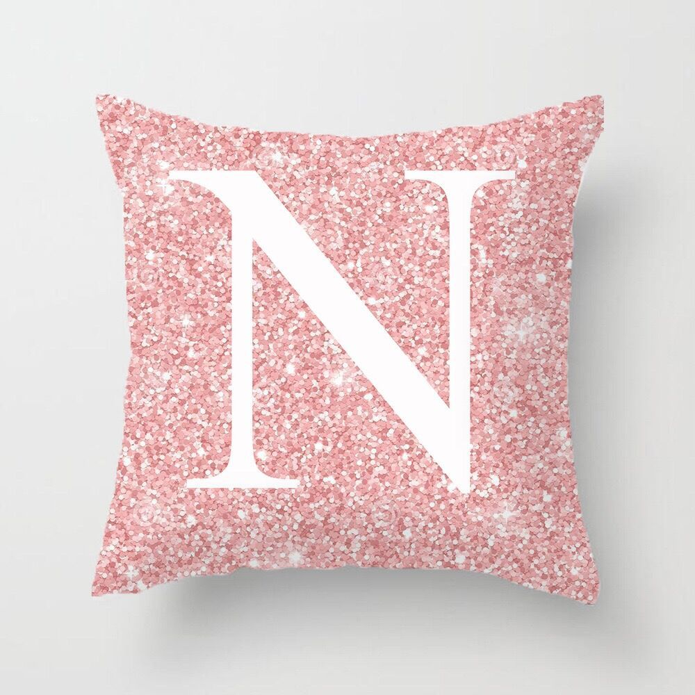 Metal Letters Peach Skin Fabric Pillow Cover Cushion Cover
