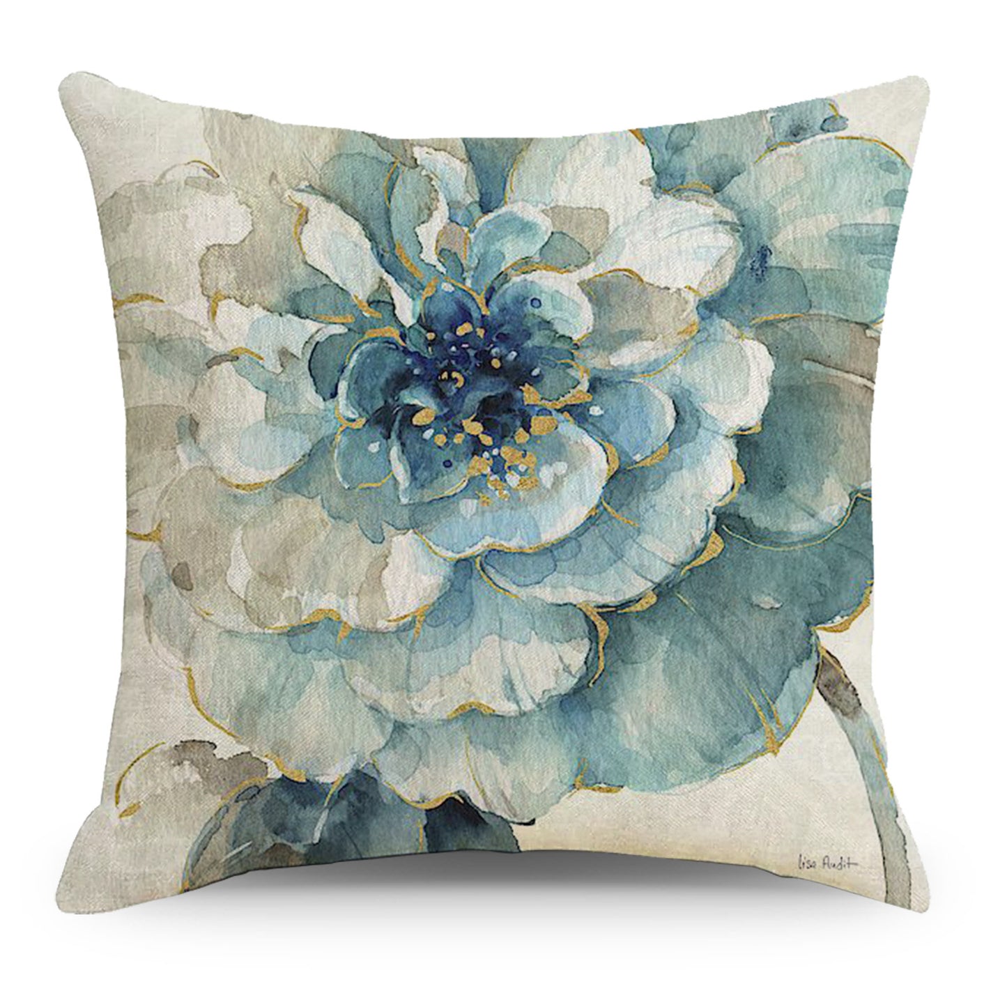 Ink Chinese Painting Art Flower Cotton Linen Pillowcase