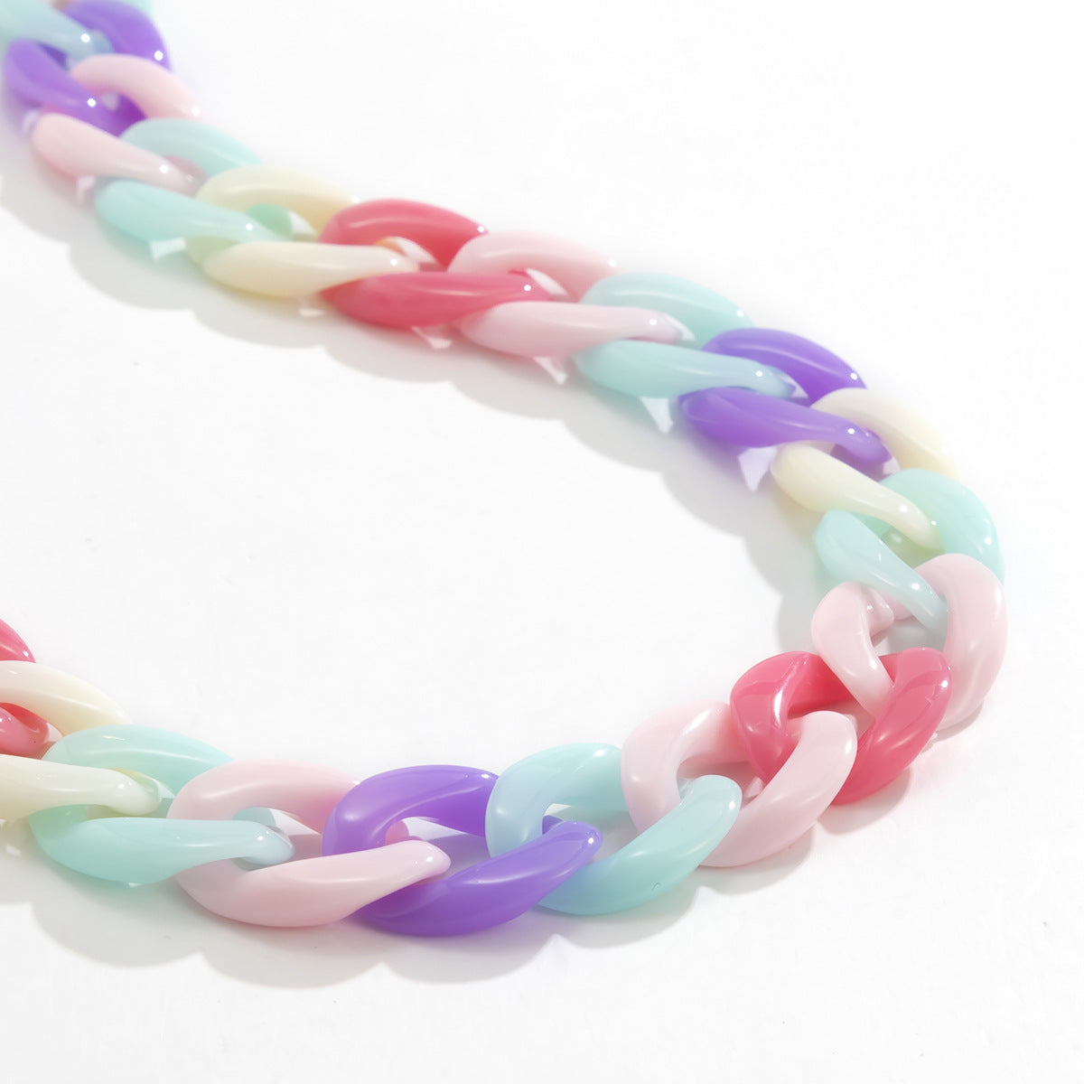 Candy Color Button Necklace Women Hollow Thick Chain Single Layer
