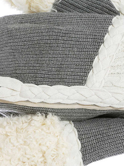 Asymmetrical Split Fur Big Size Knitting Sweater Loose Fit  Long Sleeve Women New Fashion Trend Spring Autumn