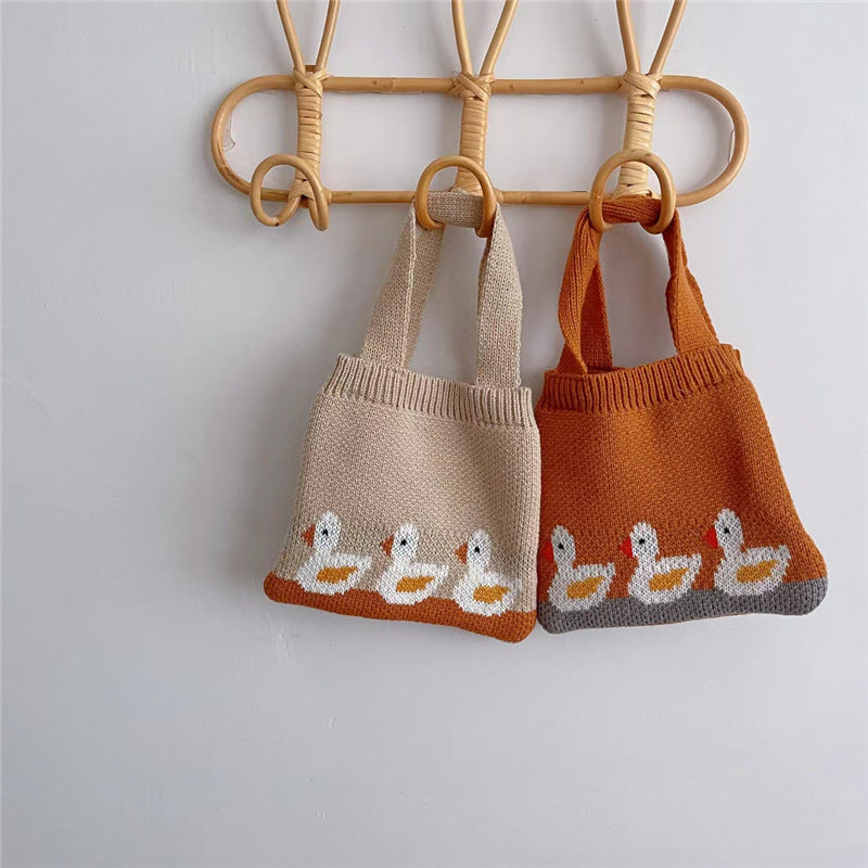 Children's Knitted Shoulder Bag Cartoon Bag