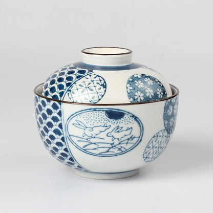 Japanese Ceramic Rice Bowl With Lid Preservation Cup