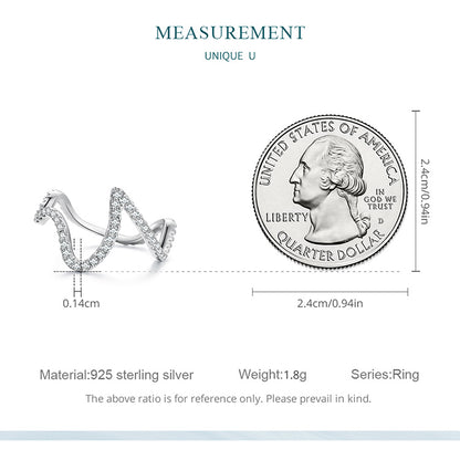 Zircon Wave Ring Light Luxury And Indifferent