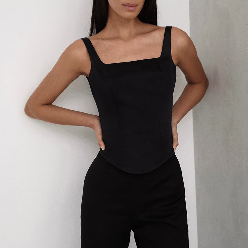 Inner Design White Square-cut Collar Sleeveless Top