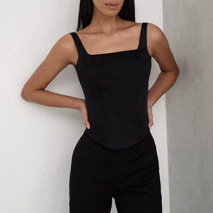 Inner Design White Square-cut Collar Sleeveless Top