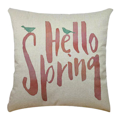 Bicycle Illustration Linen Pillow Cover Vase English Letters Home Cushion 4545