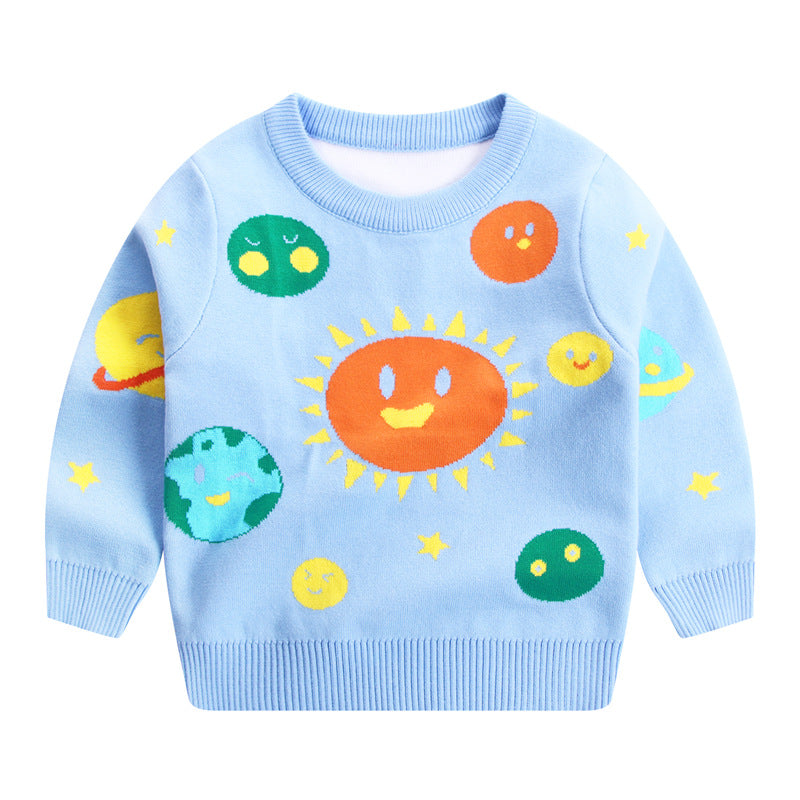 Children's Autumn And Winter New Double-layer Cotton Sweater