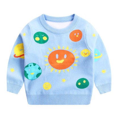 Children's Autumn And Winter New Double-layer Cotton Sweater